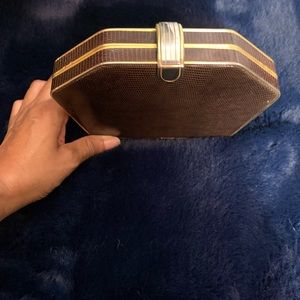 Vintage brown with gold and silver trim excellent condition John f Italian made